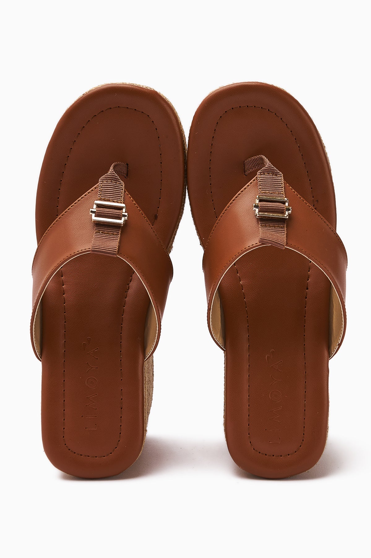 Tania Women's Tan Toe-Post Wedge Sandals with Raffia Sole