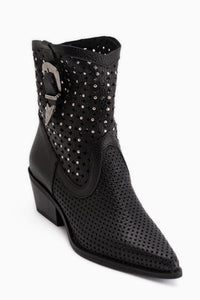 Alesia Genuine Leather Black Belt Detailed Women’s Boots