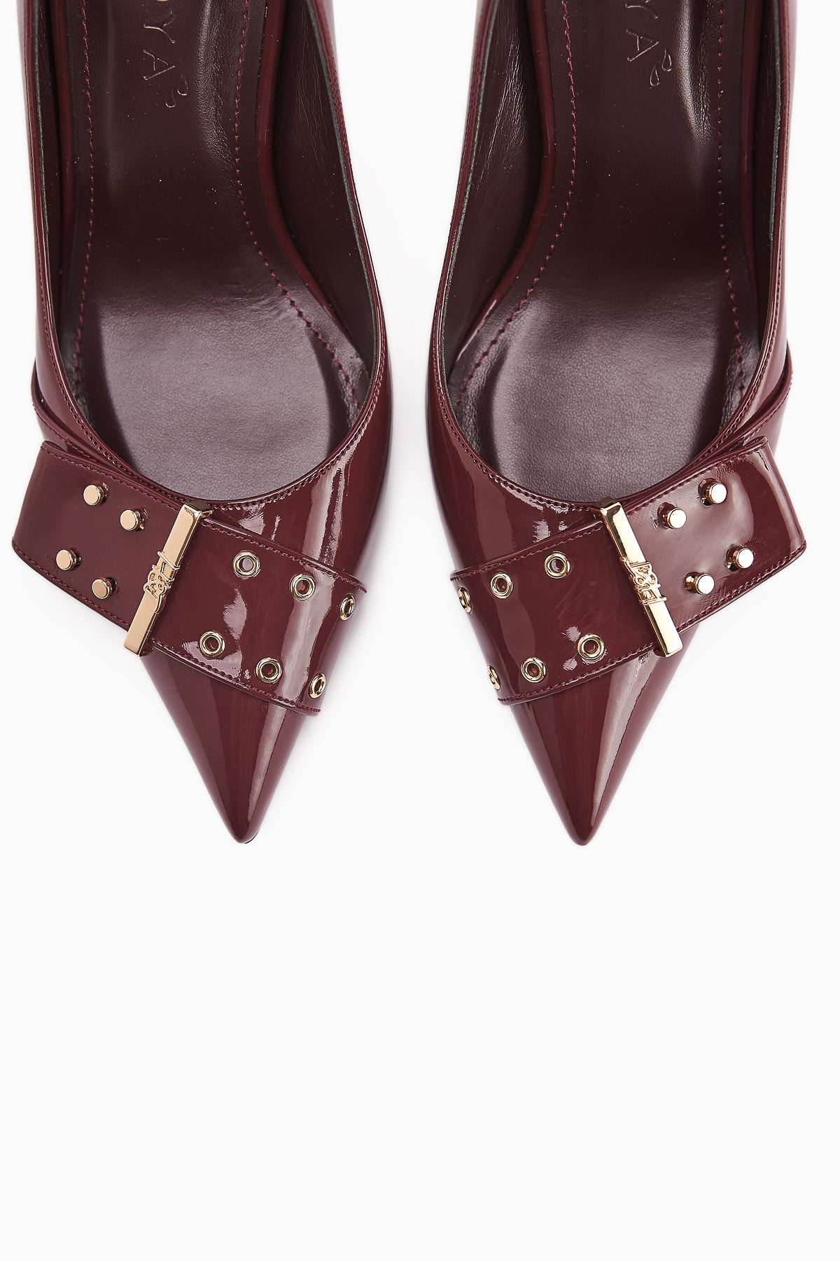 Sven Burgundy Patent Leather Detailed Women’s Heeled Shoes