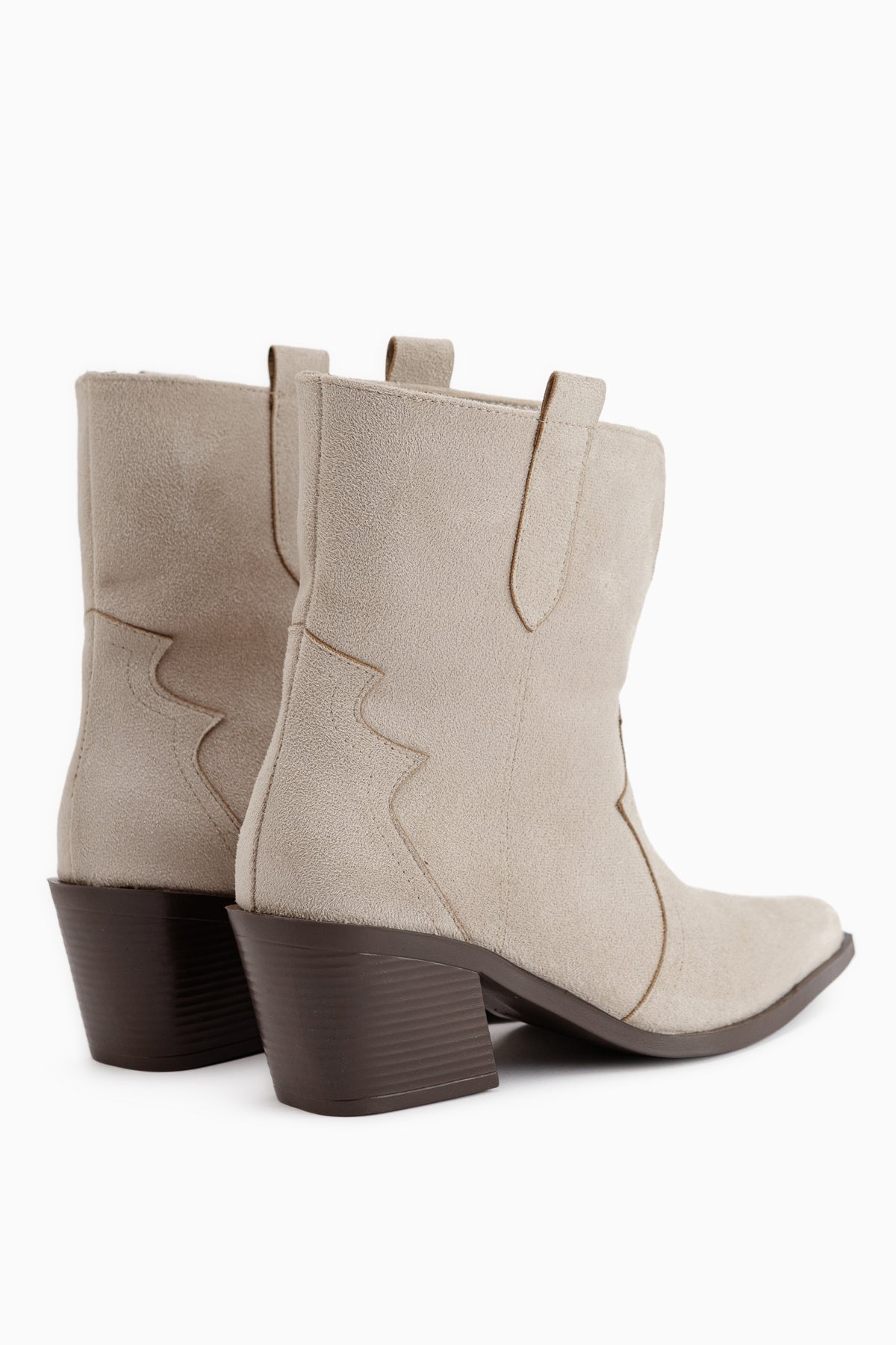 Erica Beige Suede Heeled Western Women’s Boots
