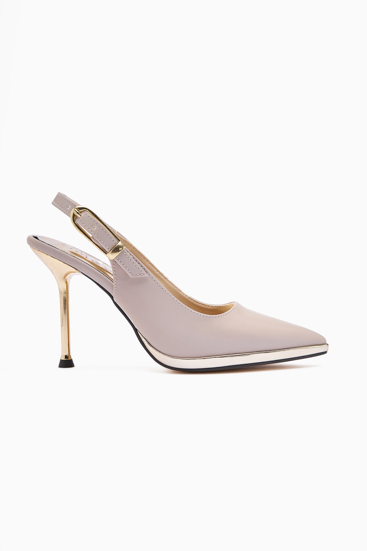 Maren Beige Buckled Slim Heeled Women’s Shoes