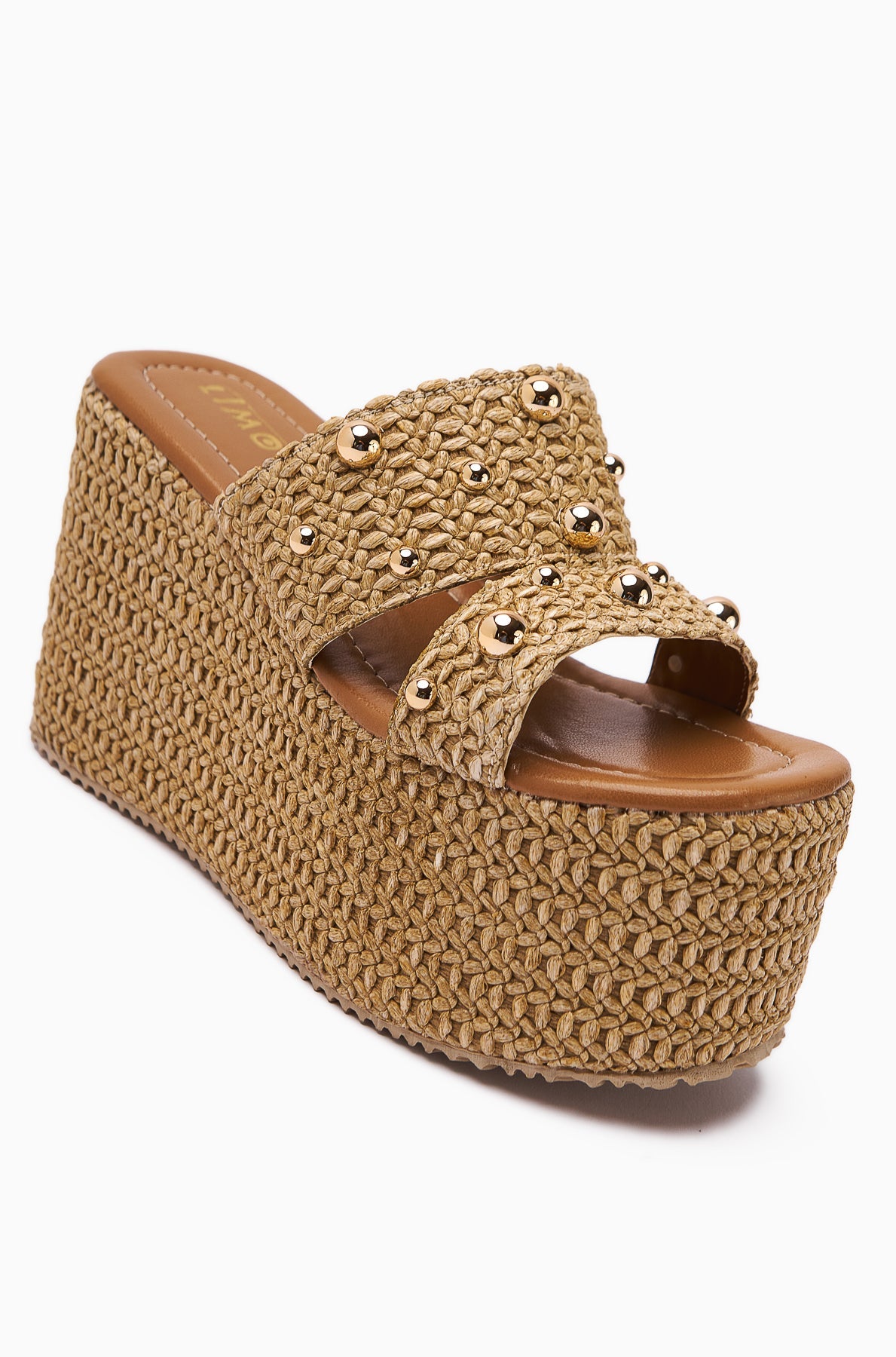 Tula Straw Pearl-Embellished Wedge Women's Slippers