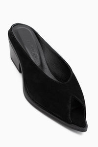 Rinesa Genuine Leather Black Heeled Women’s Slippers