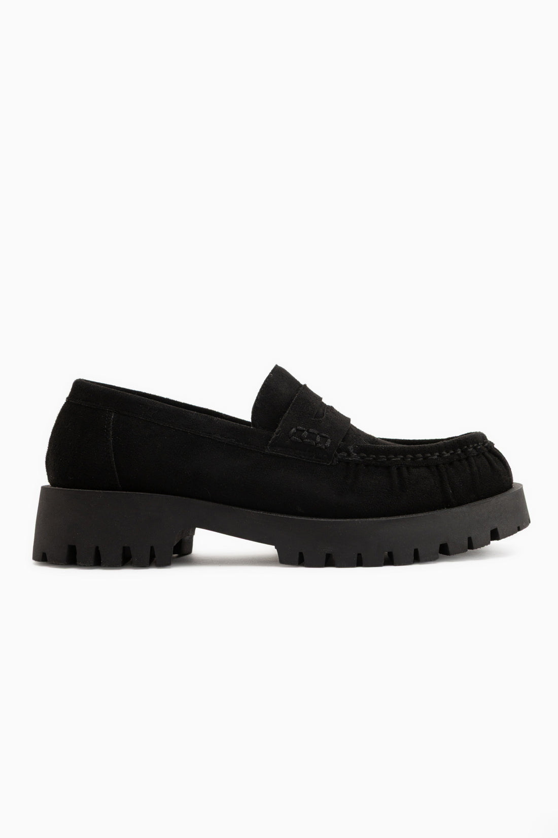 Justina Black Suede Thick Sole Women’s Loafer Casual Shoes
