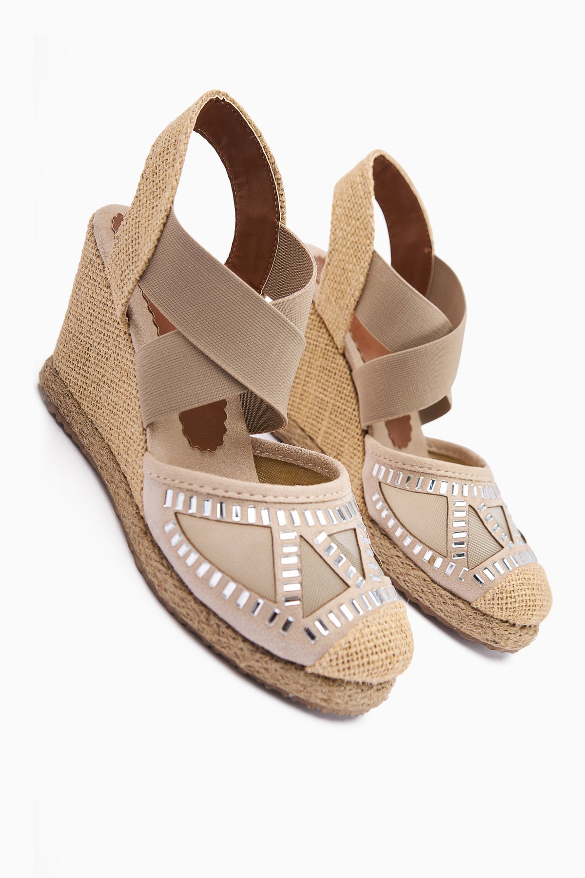 Meliza Vizon Elasticated Straw Bottom Women's High Heel Sandals