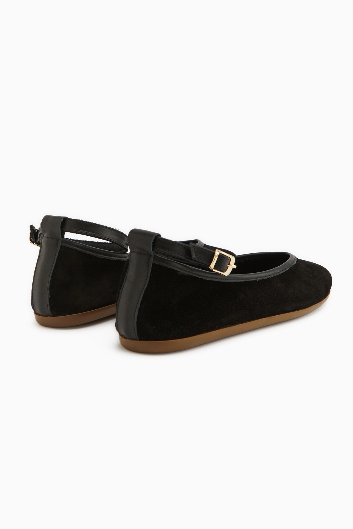 Jenin Genuine Leather Black Suede Belted Women’s Ballet Flats