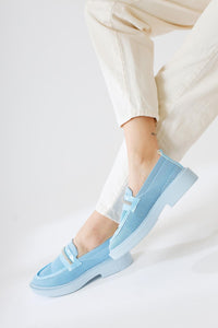 Micka Blue Woven Patent Detailed Stone Strapped Daily Shoes