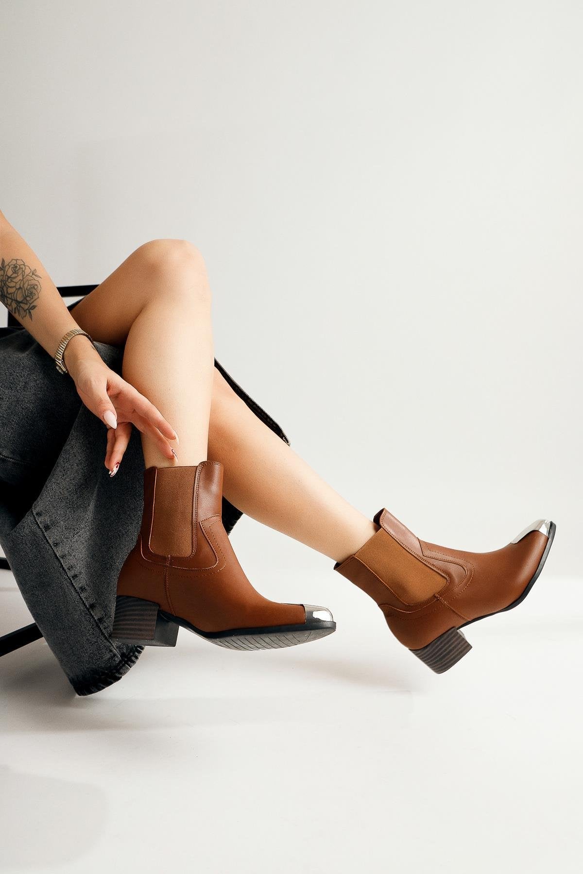 Micki – Cognac Pointed-Toe Metal-Detail Boot (Women)