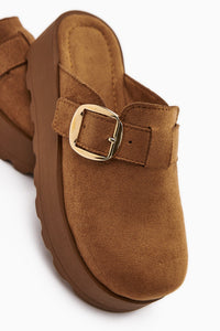 Clara Taba Suede Buckle Detailed Women's Slipper