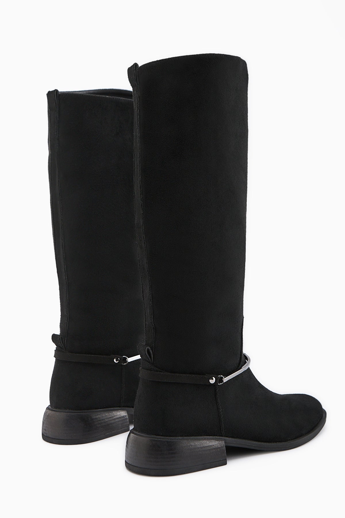 Zeina Black Suede Buckled Women's Boots