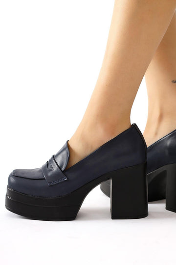 Candace Navy High Heel Platform Shoes