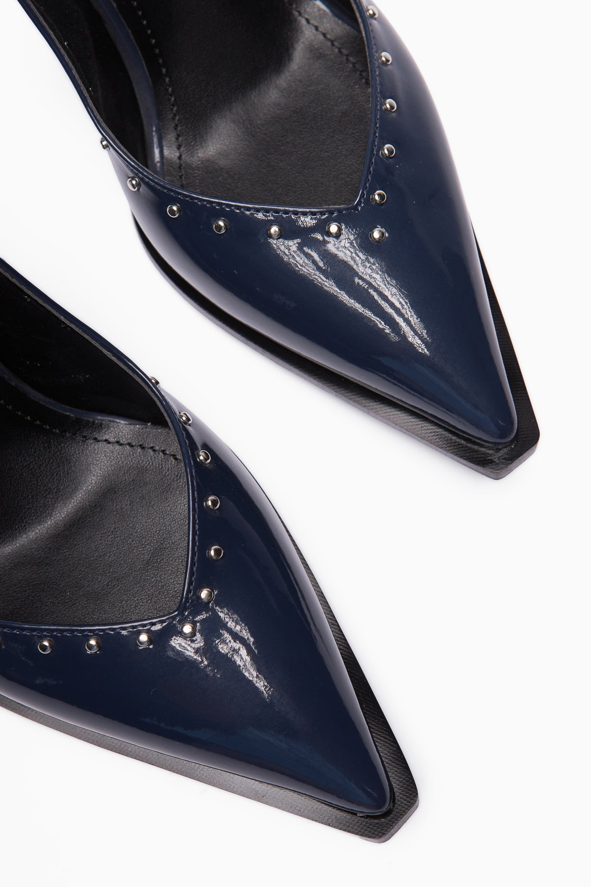 Nuria Navy Patent Leather Pointed Toe Strap Sandals for Women