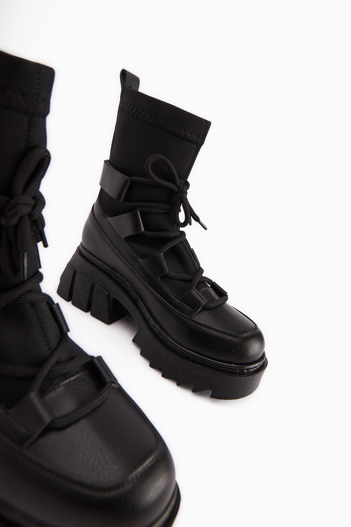 Casey Black Thick Soled Lace-up Women's Boot