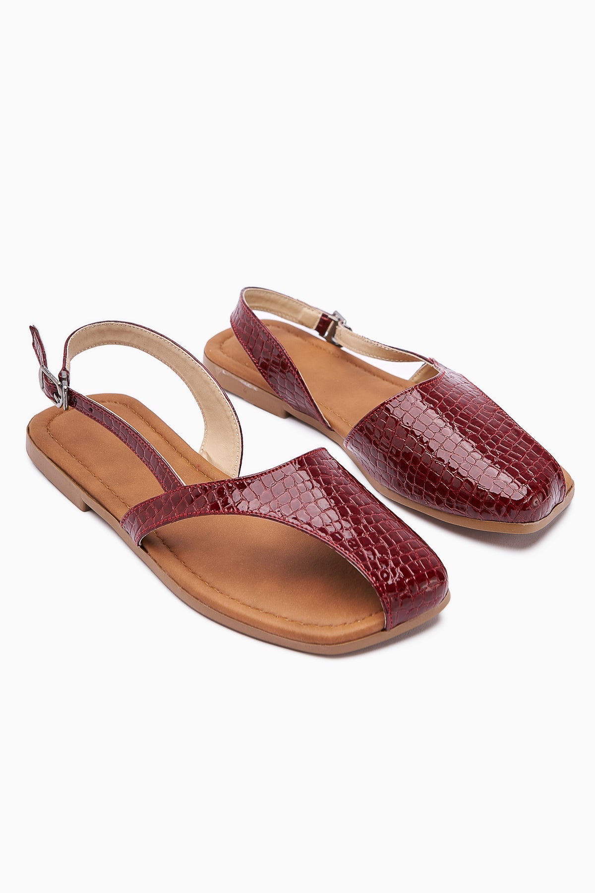 Agnez Burgundy Belt Detailed Women's Sandal