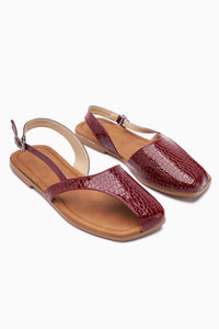 Agnez Burgundy Belt Detailed Women's Sandal