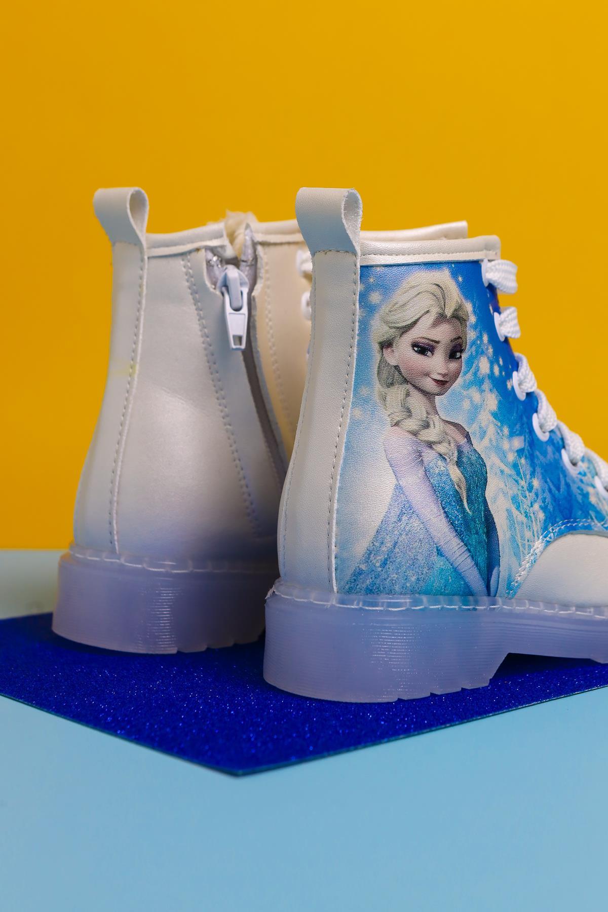 Fida Mother of Pearl Striped Character Print Lace-Up Light-Up Kids' Boots