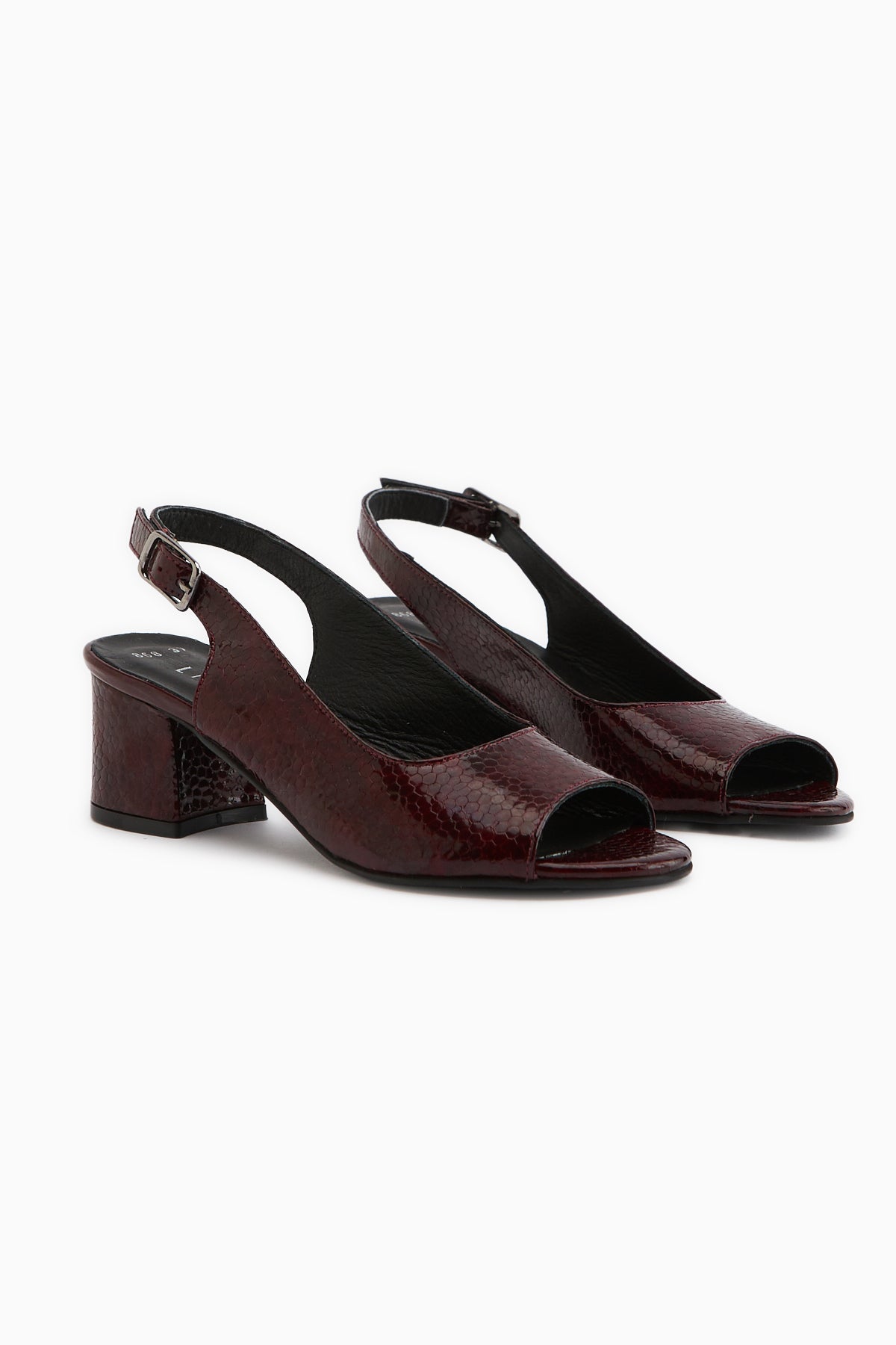 Catia Genuine Leather Burgundy Snake Patterned Women’s Heeled Sandal