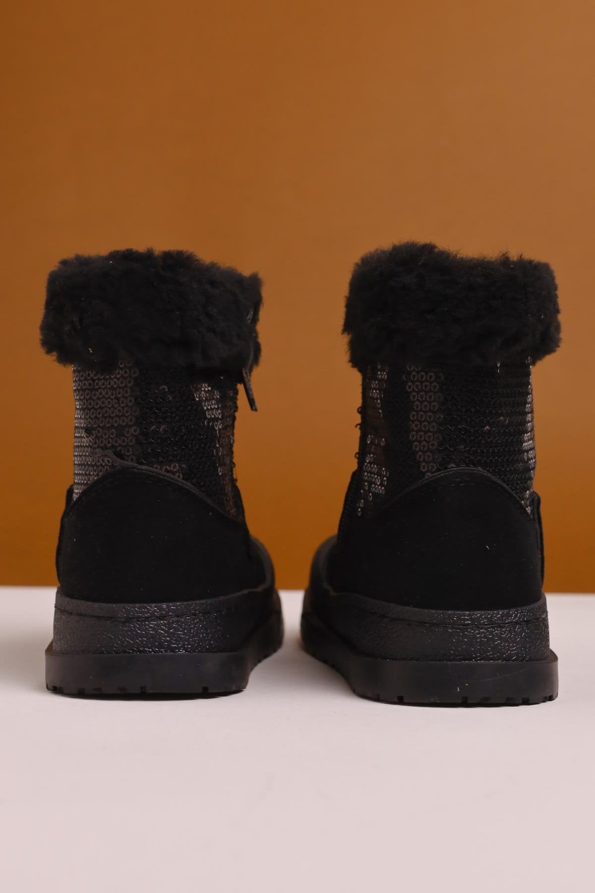Hanne Black Suede Sequined Fur-Lined Kids' Boots