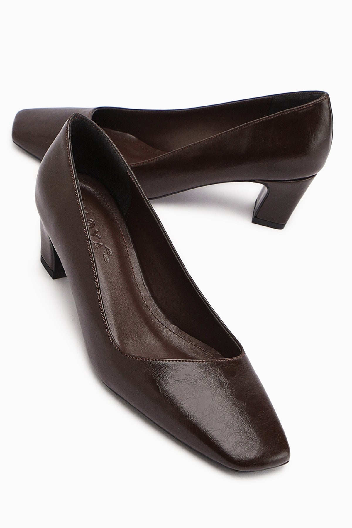 Jelina Coffee Chunky Heeled Women's Shoes