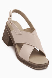 Hena Beige Cross Strap Heeled Women’s Sandal