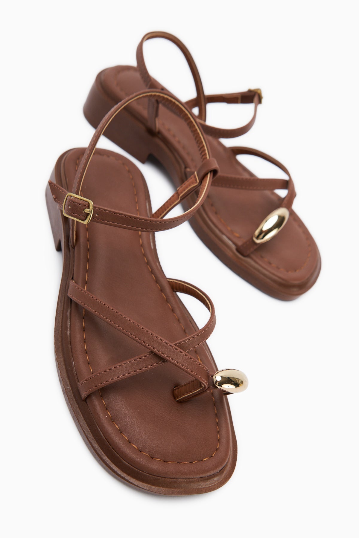 Lissi Black Cross-Strap Thong Sandals with Buckle