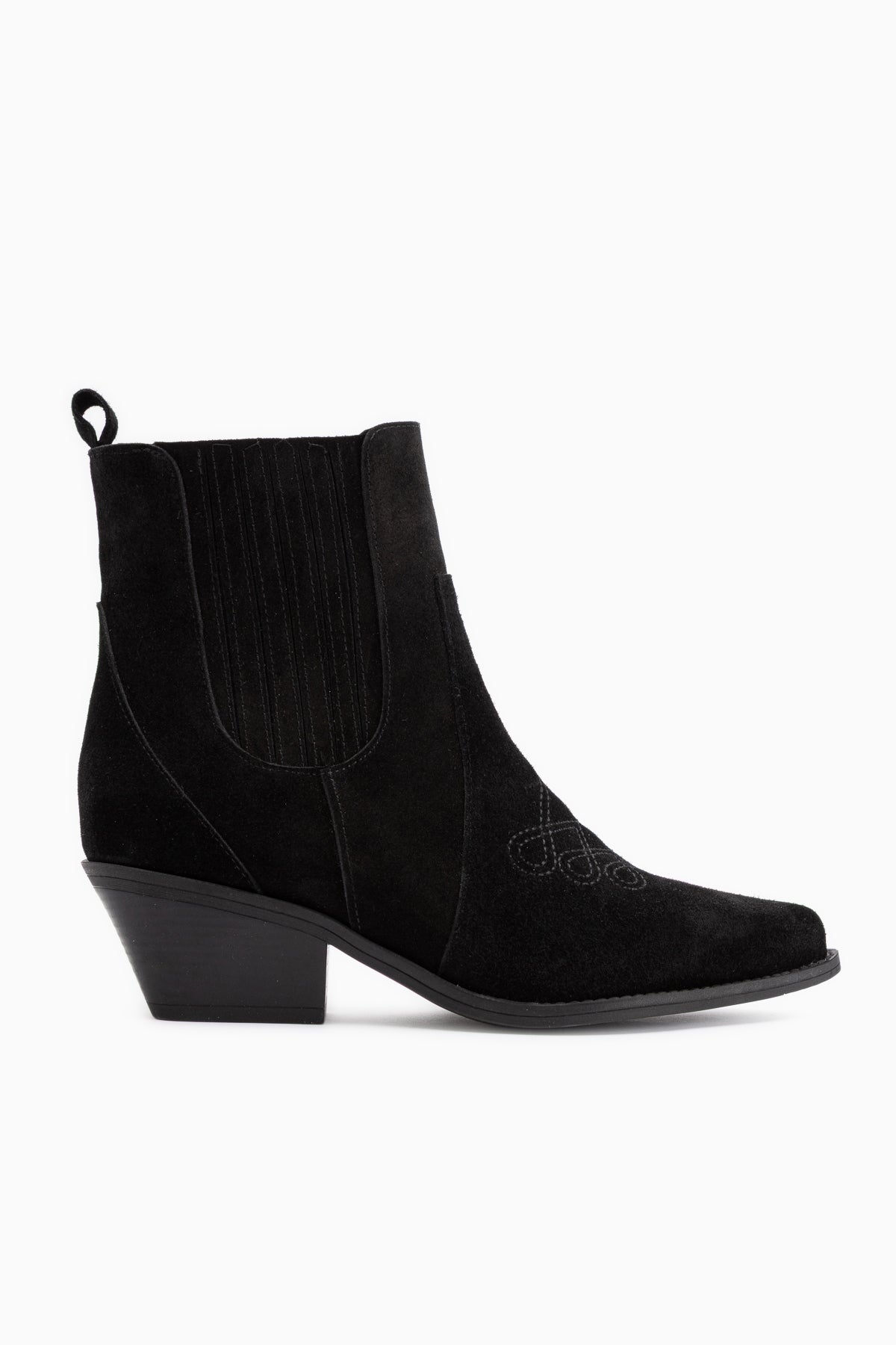Freya Genuine Leather Black Suede Embroidered Detailed Women’s Cowboy Boots