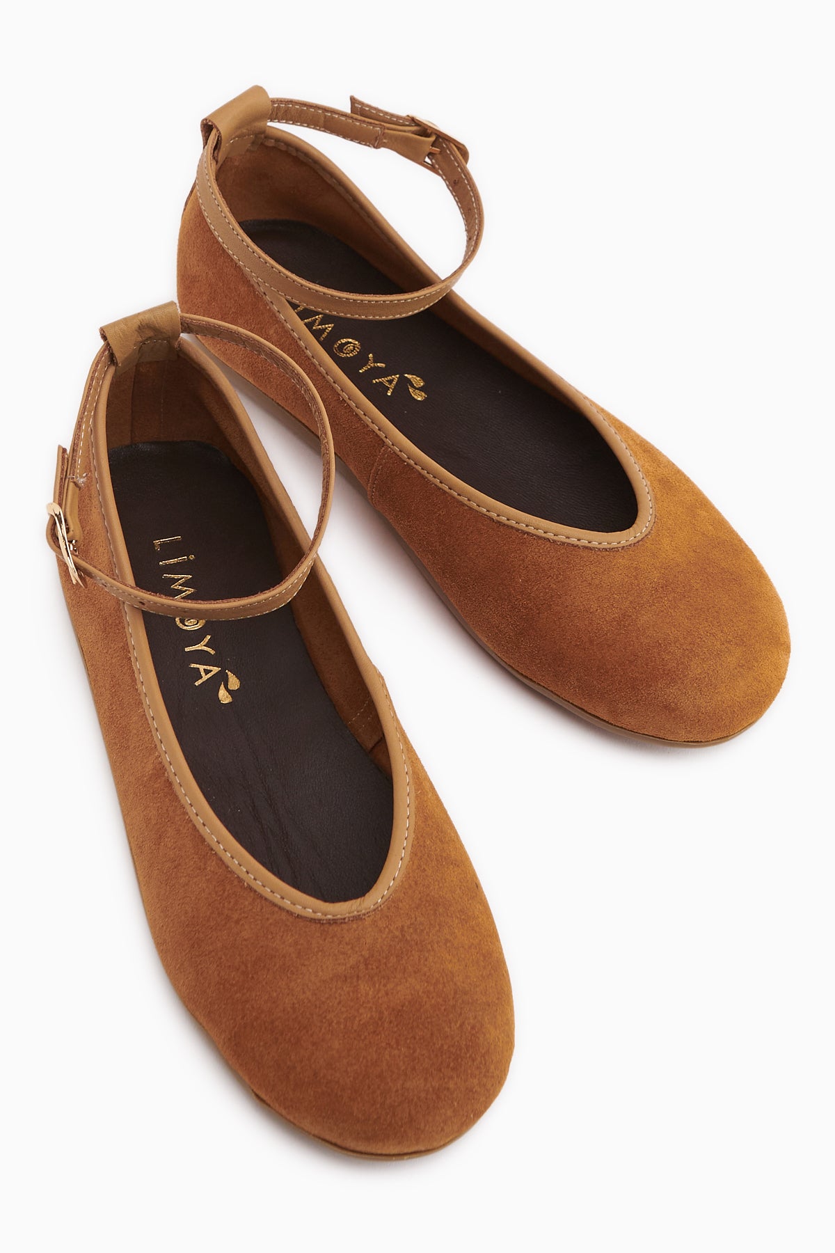 Genuine Leather Camel Suede Belted Women’s Ballet Flats