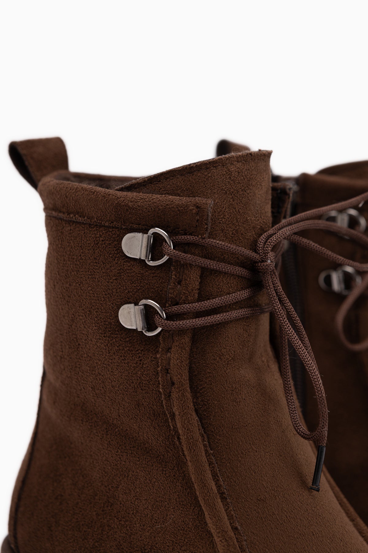 Joey Coffee Suede Lace-Up Chunky Heeled Women’s Boots