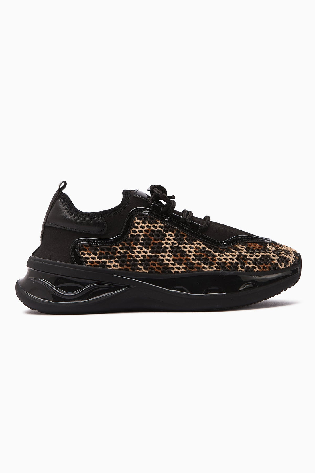 Erona Women's Leopard Print Sneakers with Patent Detail