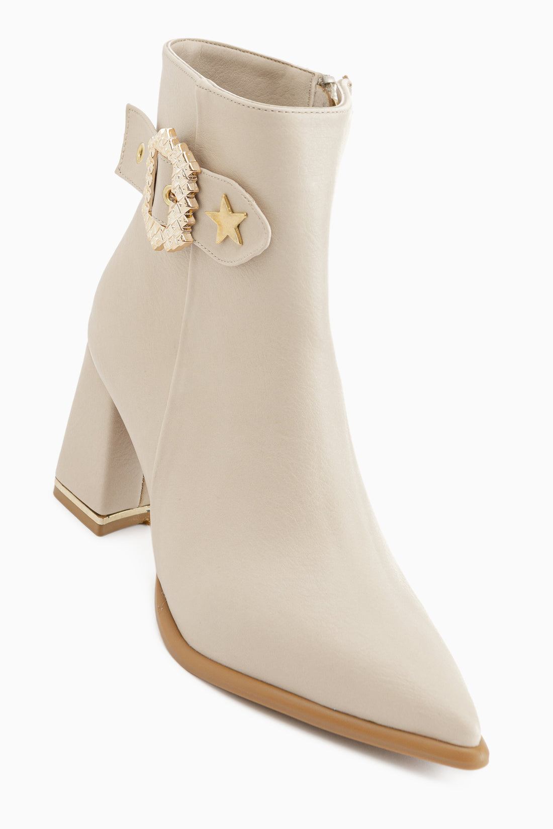 Olena Beige Buckle Detailed Women’s Boots