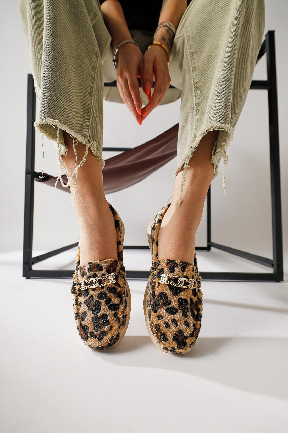 Turi Leopard Print Everyday Shoe with Buckle Detail