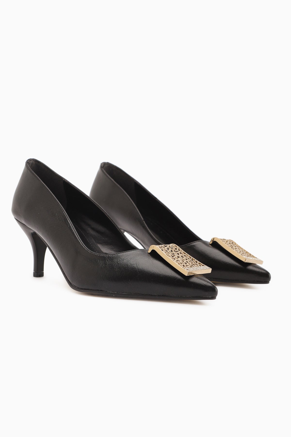 Lian – Black Buckle-Detail Slim-Heel Women's Heeled Shoe (Women)