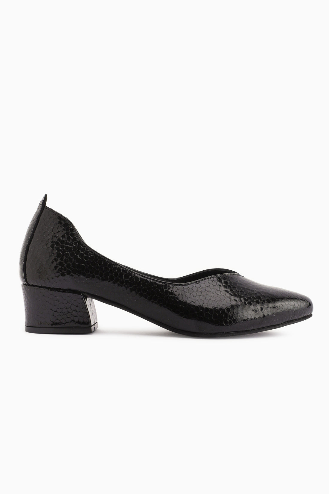 Samia Genuine Leather Black Snake Pattern Thick Heeled Women’s Shoes