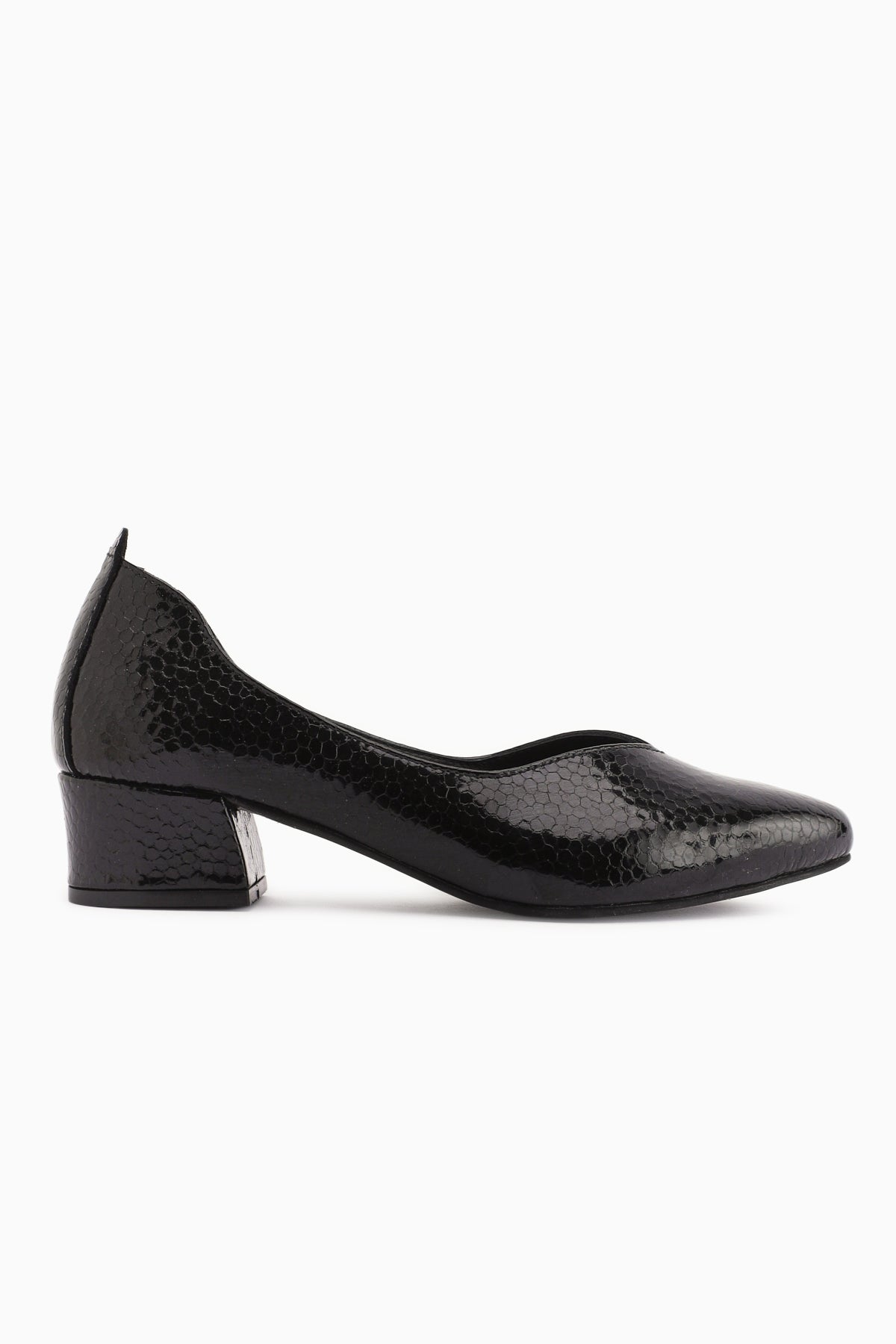 Samia Genuine Leather Black Snake Pattern Thick Heeled Women’s Shoes