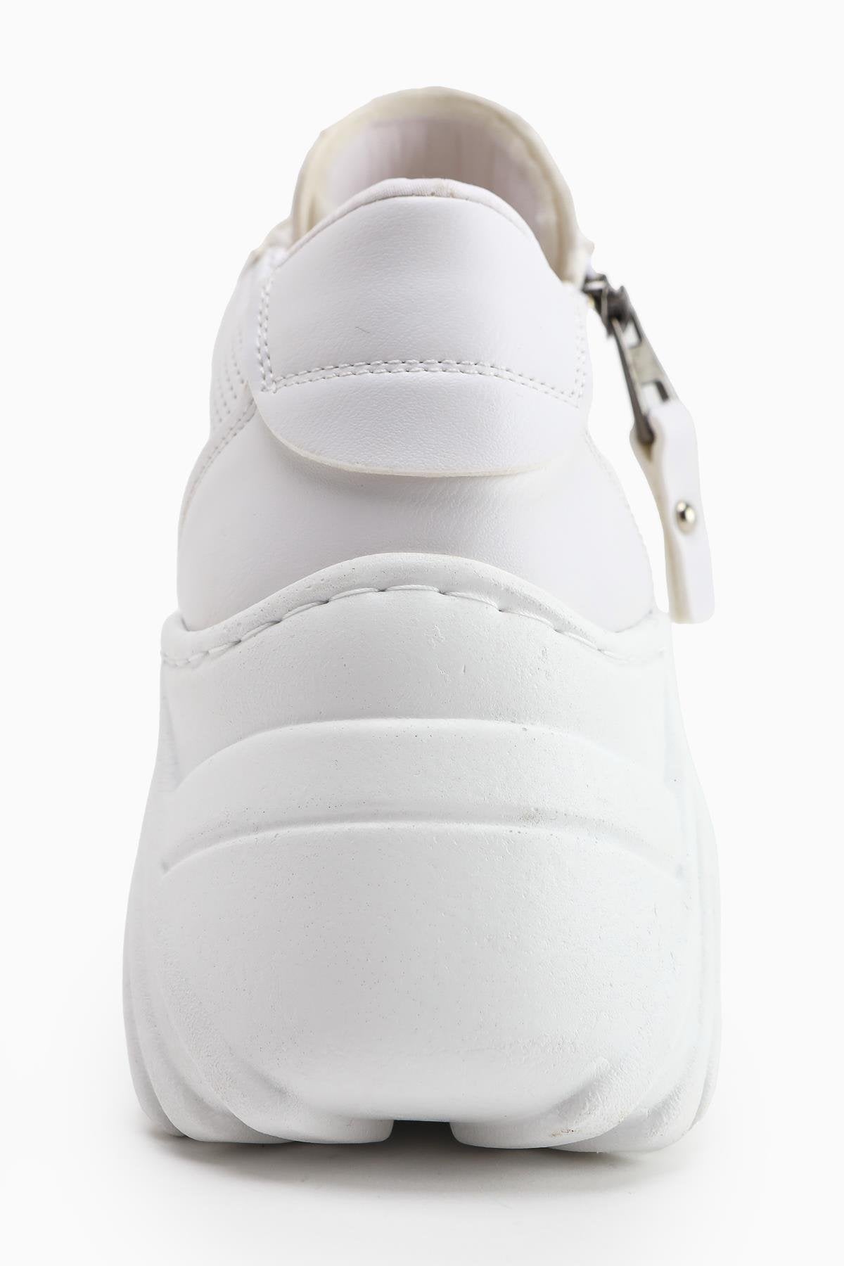 Betty – White Zipper-Detail Platform Sneaker (Women)