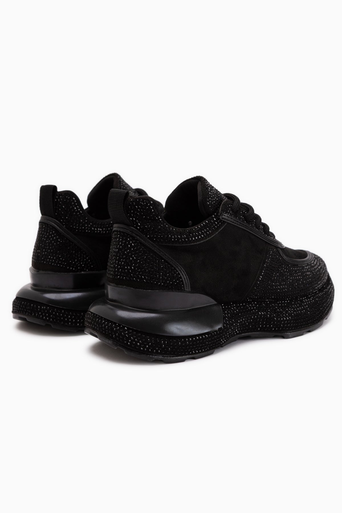 Helena Black Suede Stone Detailed Women’s Sneakers
