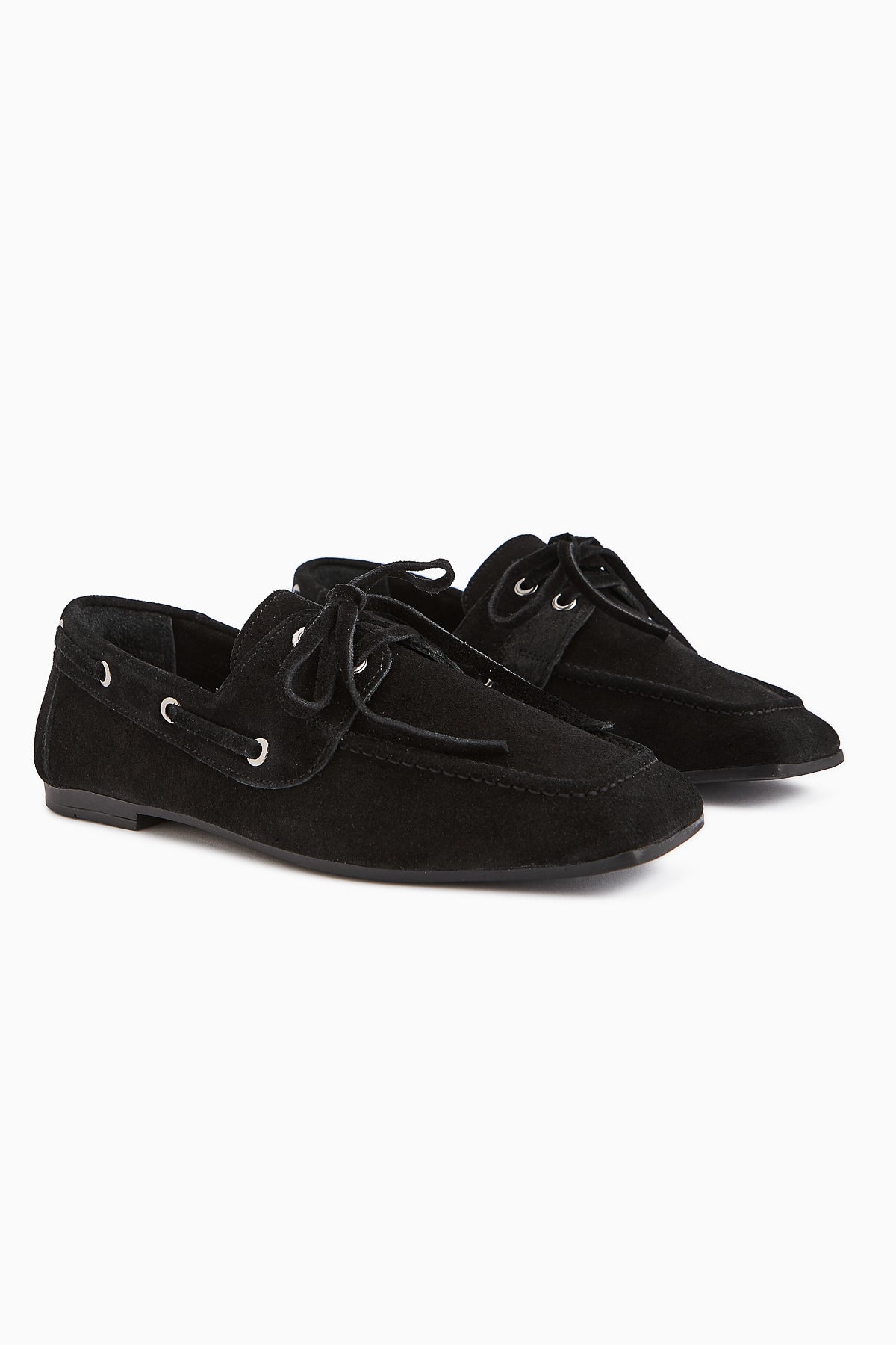 Arian Genuine Leather – Black Suede Lace-Up Casual Loafer (Women)