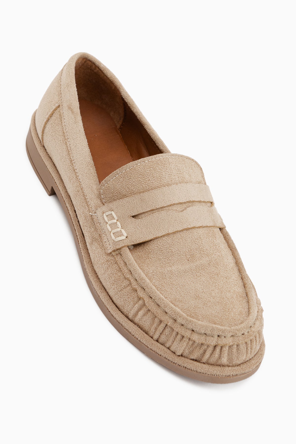 Carmel Beige Suede Penny Loafer Women’s Shoes