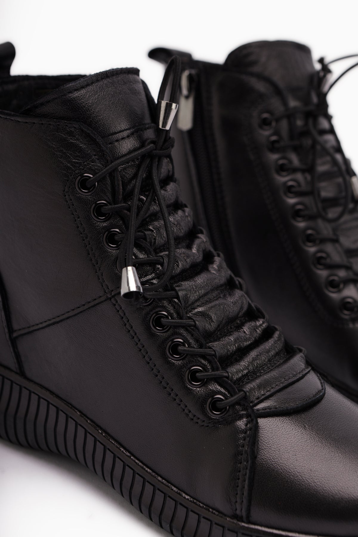 Jina Genuine Leather – Black Lace-Up Boot (Women)
