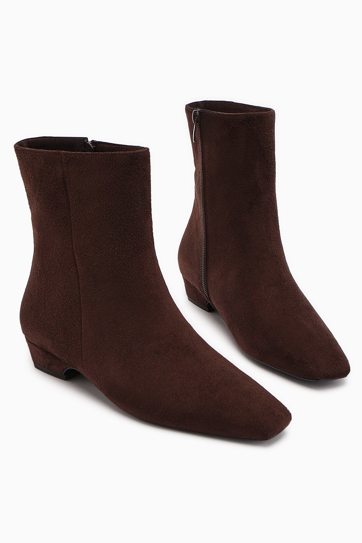 Grace Brown Suede Short Heel Square Toe Women's Boot