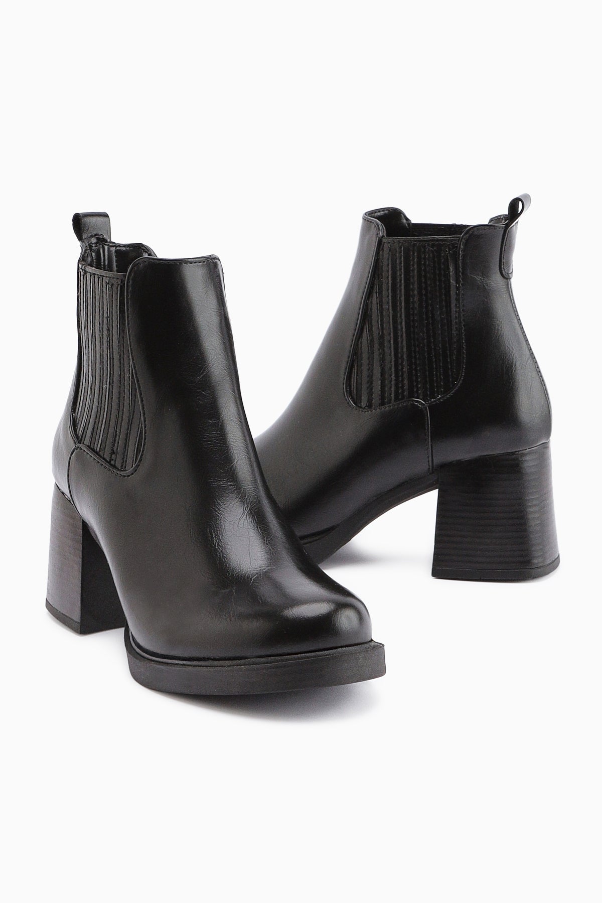 Marya Black Elasticated Women's Heeled Boot
