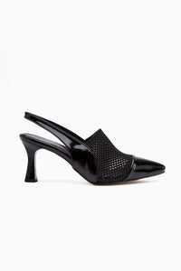 Mayada – Black Patent Textile Closed-Toe Sandal (Women)