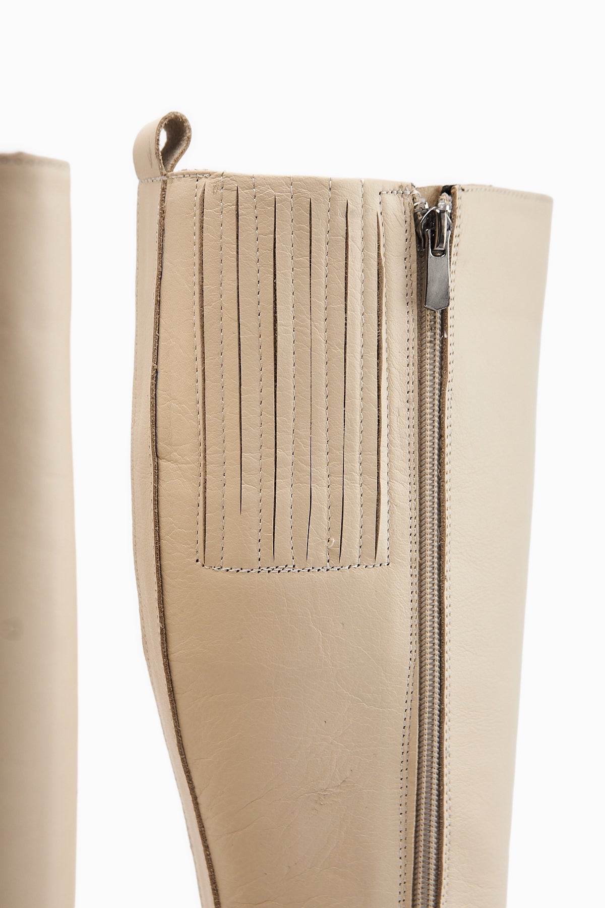 Ella Genuine Leather – Beige Platform Heeled Knee-High Boot (Women)