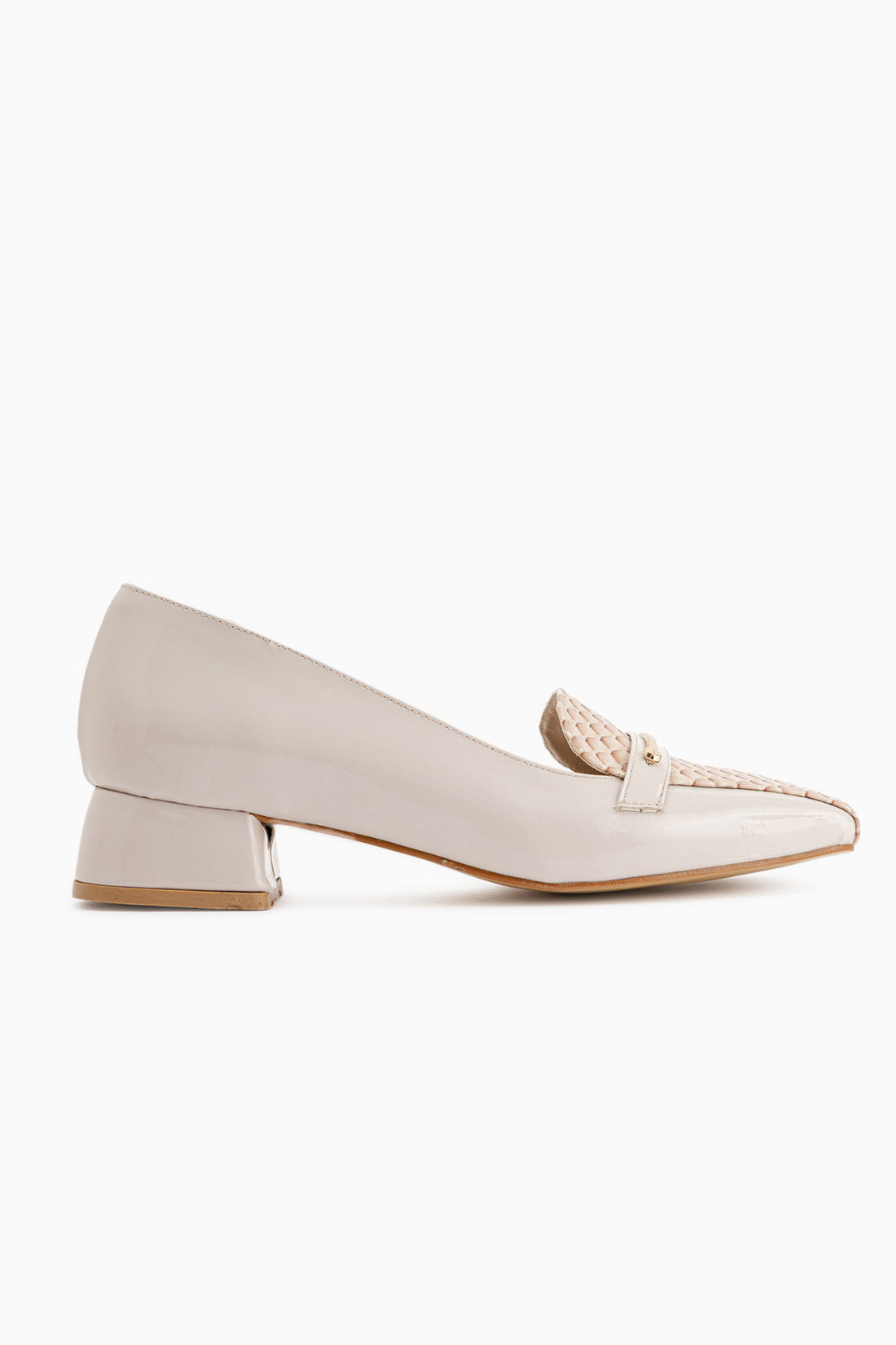Verna Beige Patent Crocodile Detailed Women’s Heeled Shoes