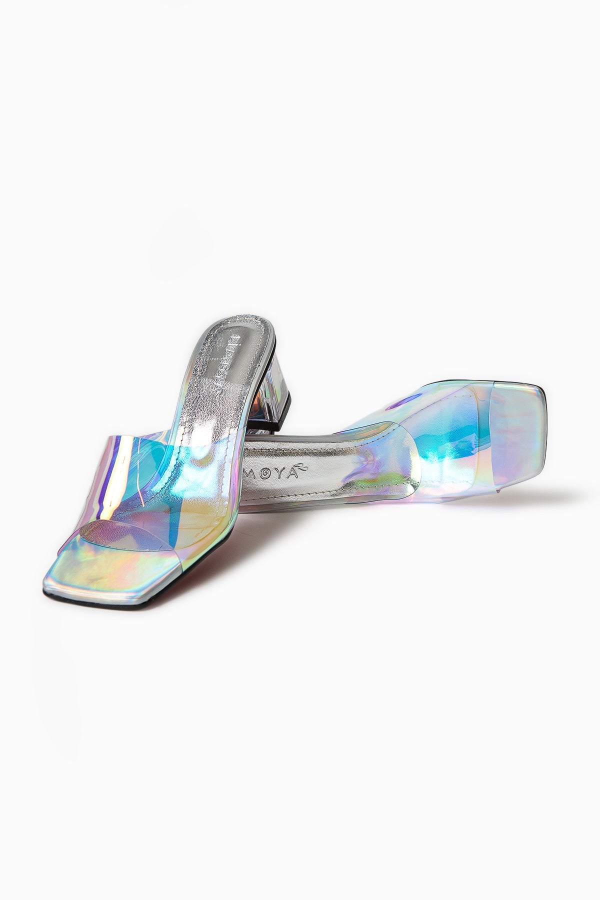 Persa – Silver Transparent-Strap Transparent-Heel Slide (Women)