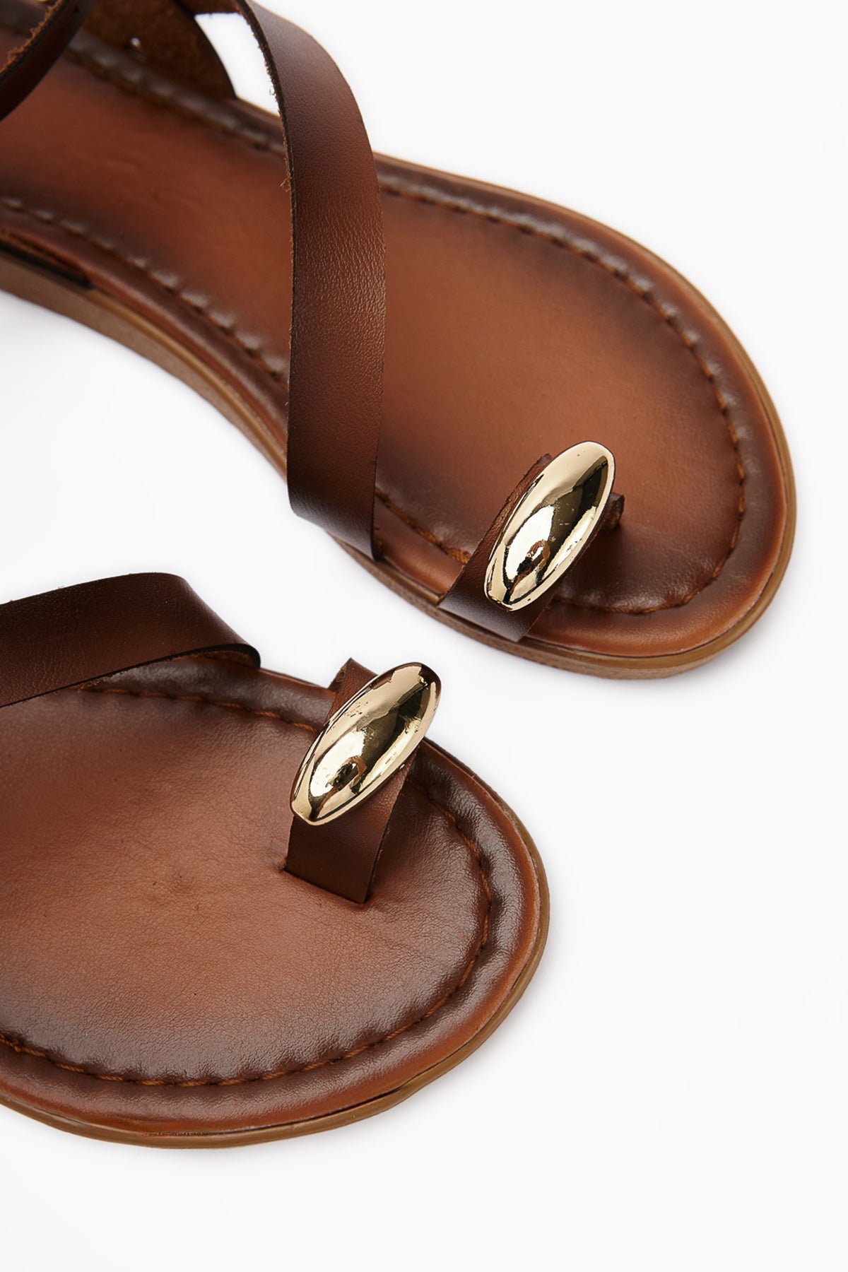 Anisa Taba Cross-Strap Buckled Thong Women's Sandals