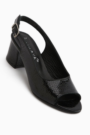 Catia Genuine Leather Black Snake Pattern Women’s Sandal