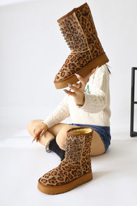 Anna-Li – Leopard-Print Suede Fur-Lined Bead-Detail Pull-On Boot (Women)