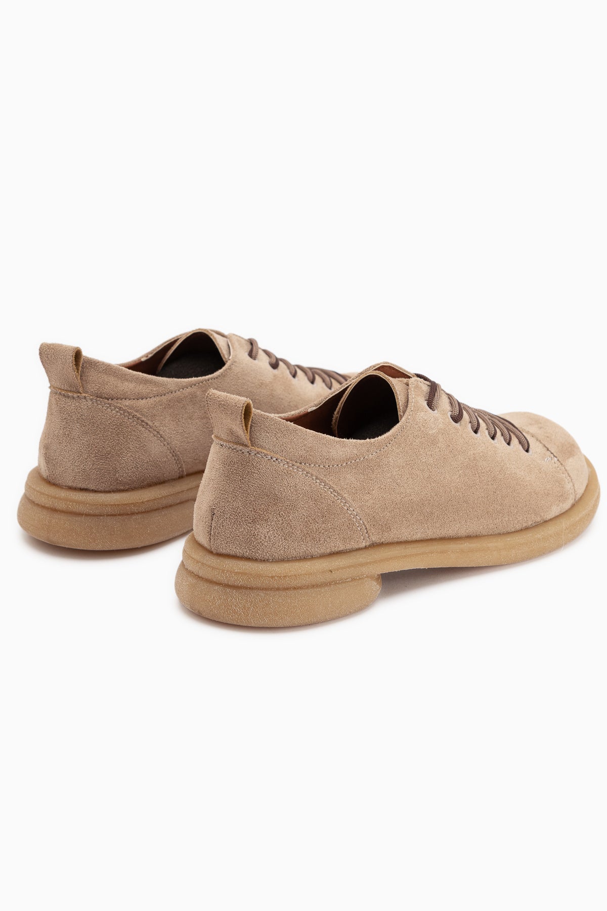 Estella Beige Suede Lace-Up Casual Women’s Shoes