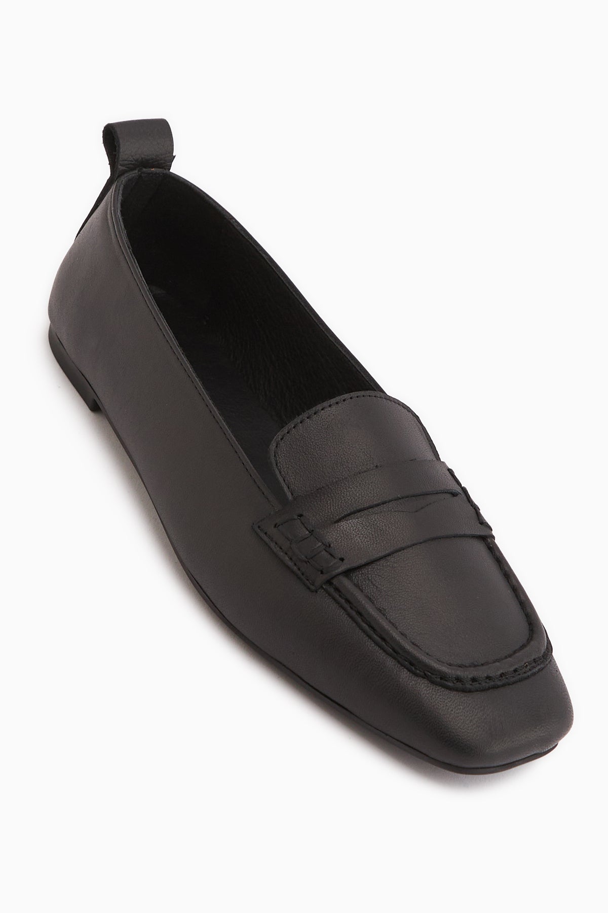 Genuine Leather Black Square-Toed Women’s Ballet Flats
